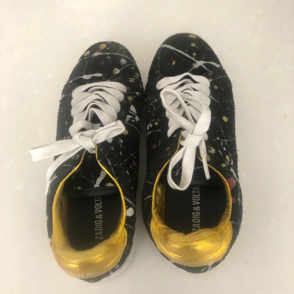 Zadig & Voltaire black suede splatter sneaker